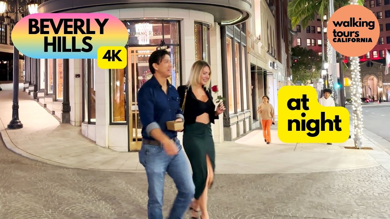 BEVERLY HILLS AT NIGHT - Rodeo Drive - Luxury Shops, Cars - Restaurants [4k] LA Walking Tour 2023