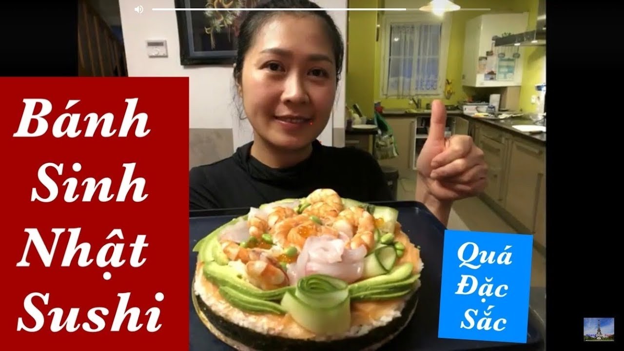 Bánh sinh nhật sushi cá sống hải sản / Gâteau sushi