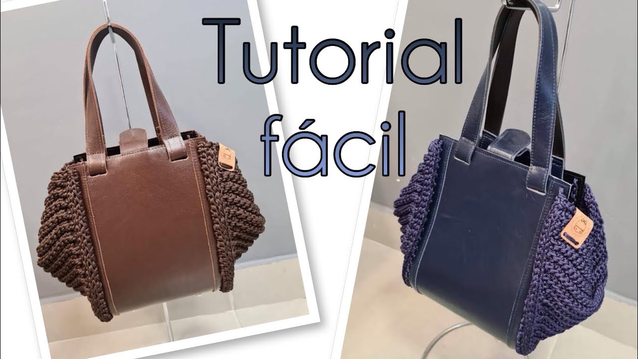 Bolsa em crochê com fio náutico e kit  de couro Betina - Por Adriana Lyra