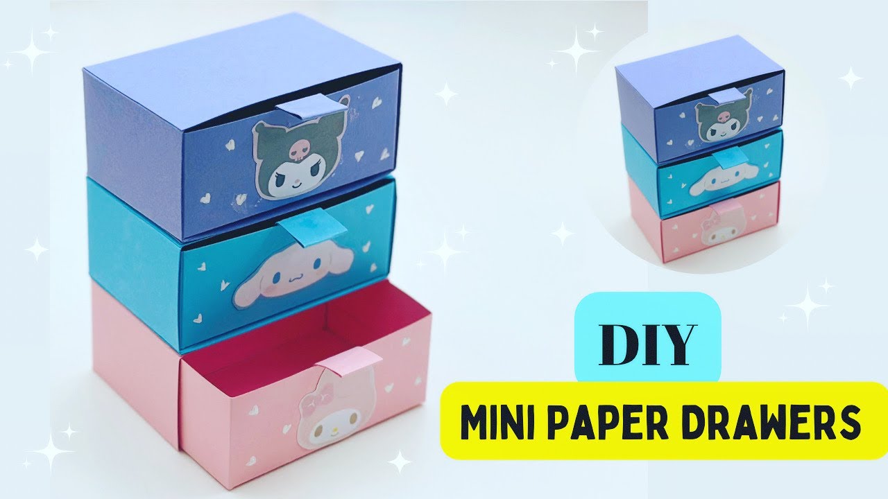 DIY MINI PAPER  DRAWERS / PAPER CRAFT/ SMALL ORIGAMI STORAGE BOX DIY / DESK ORGANIZER DRAWER