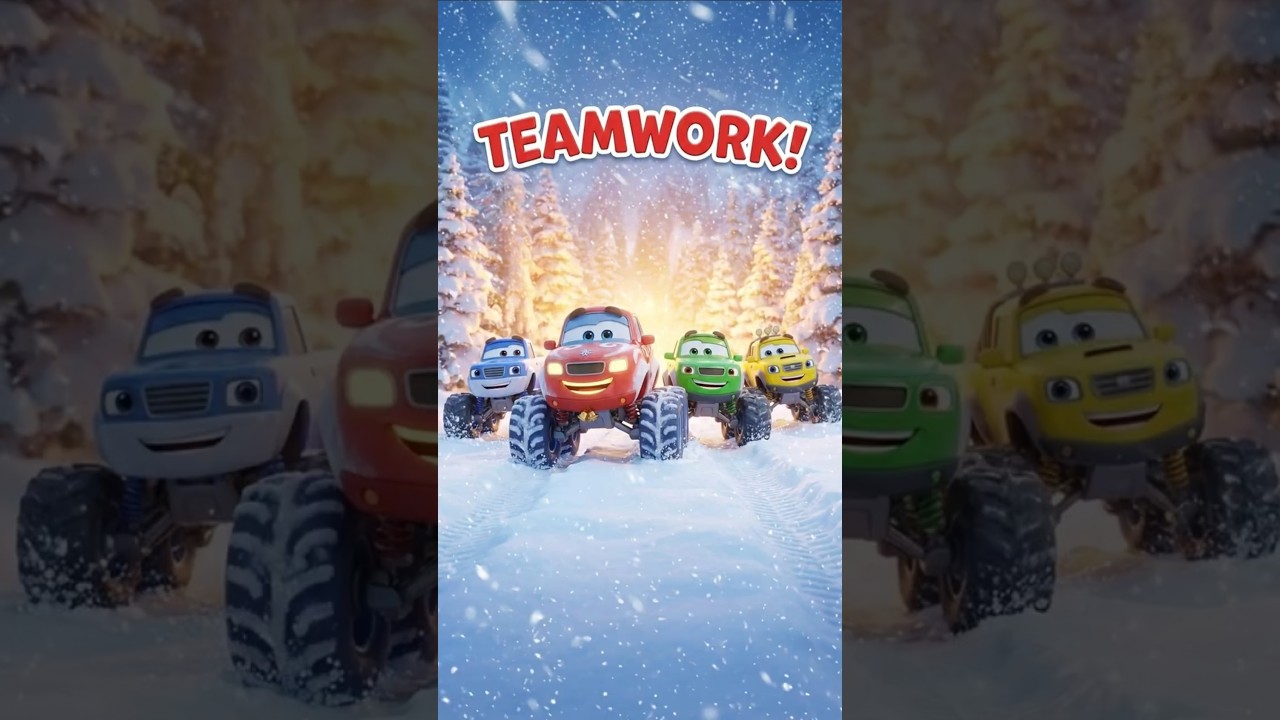 Snowy Monster Truck Adventure! ❄️ Teamwork Kids Song | Winter Learning & Big Trucks 🚚🎶