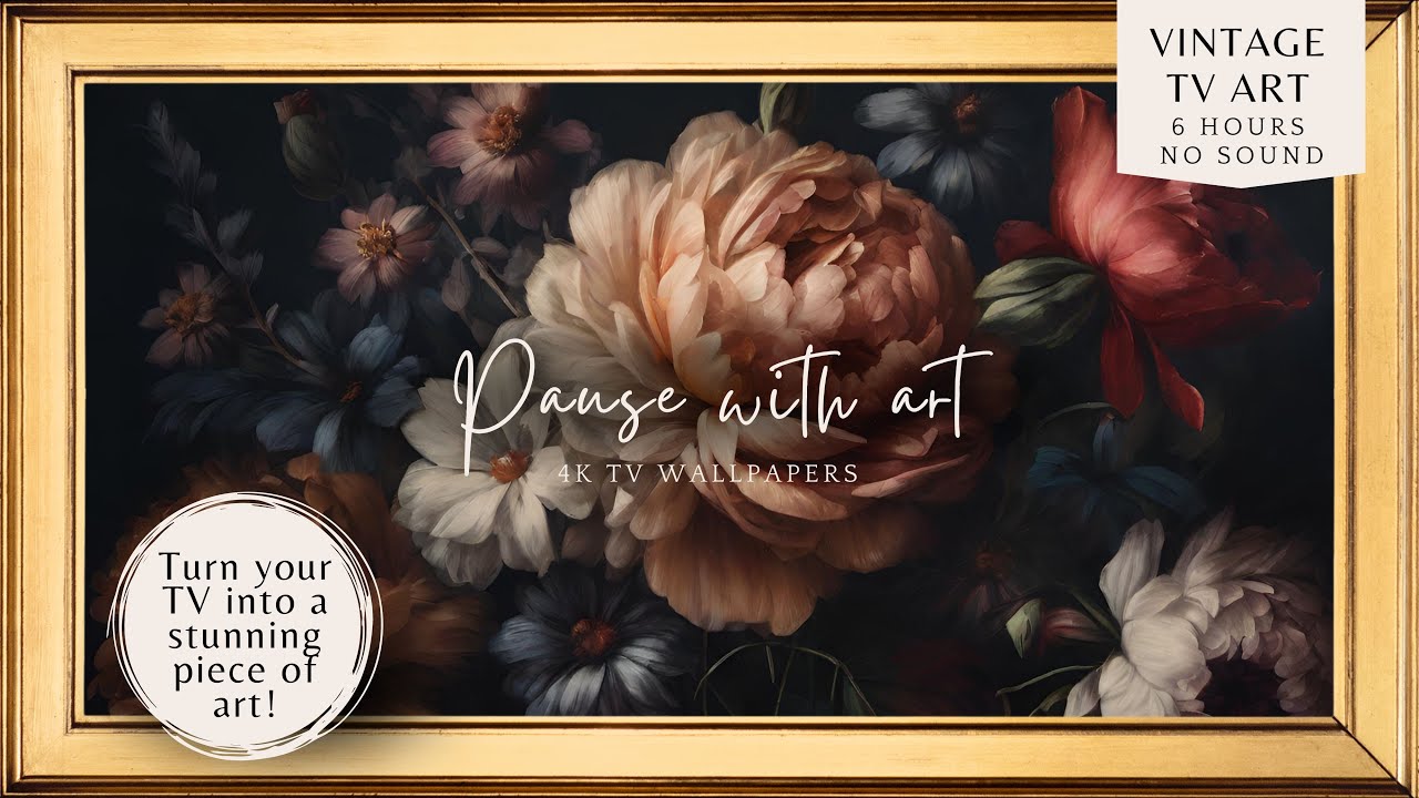 Moody Vintage Frame TV Art | Moody Flowers | Deep and Rich Tones | 4K Wallpaper TV