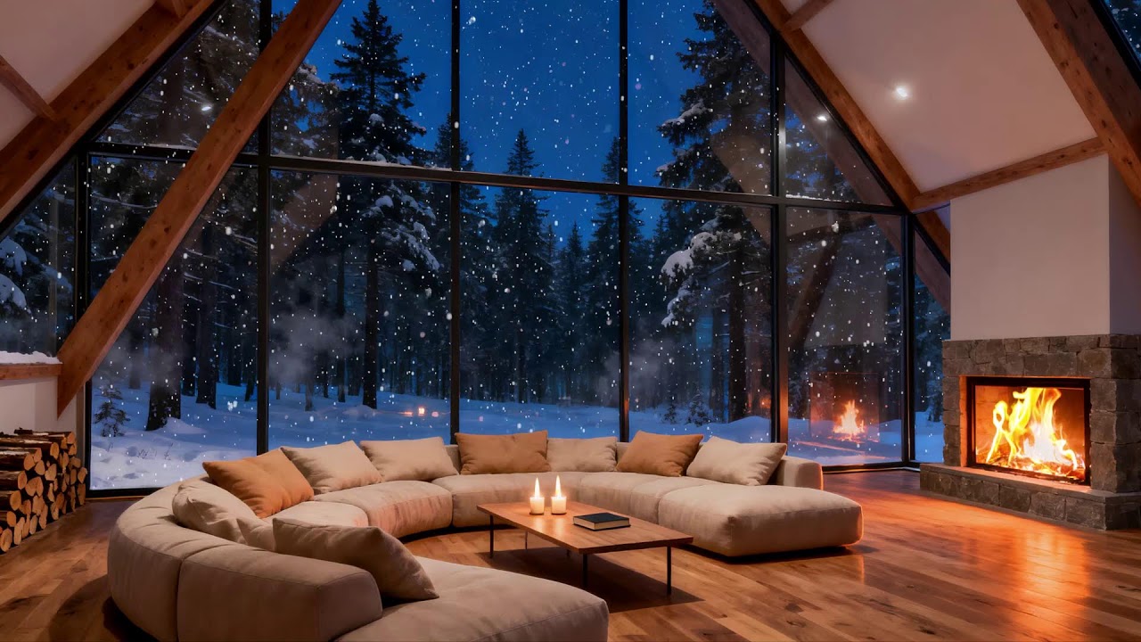 Heavy Snow Beyond the Glass Walls 🔥 Black Screen After 30 Min for Deep Sleep