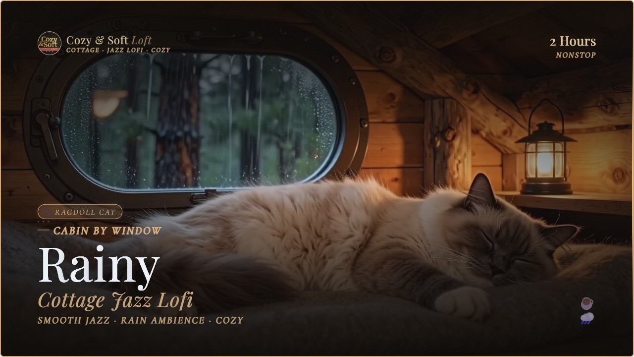 Ragdoll Cat Cozy Rain & Jazz Lofi 🌧🐱 | 2 Hours — Study, Relax & Unwind
