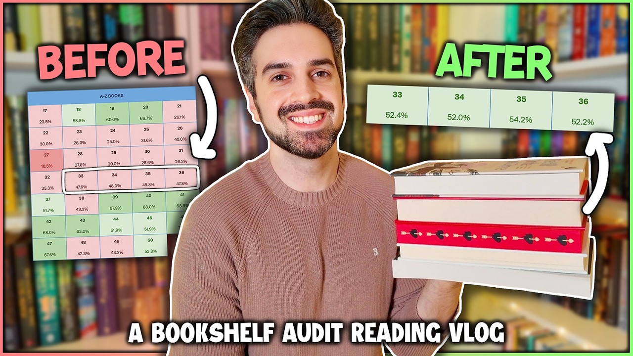 Turning My Unread Bookshelves From Red to READ 📚 Bookshelf Audit Reading Vlog