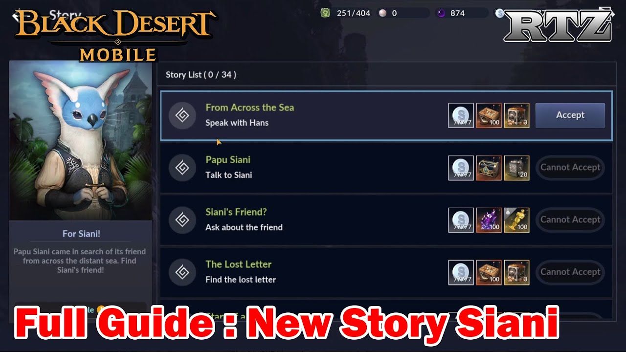 FULL GUIDE : MENYELESAIKAN QUEST SIANI - Black Desert Mobile Indonesia