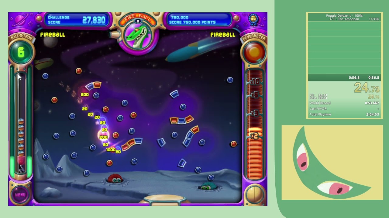 Peggle Deluxe: 4-1 - The Amoeban 100% IL Speedrun in 52:067