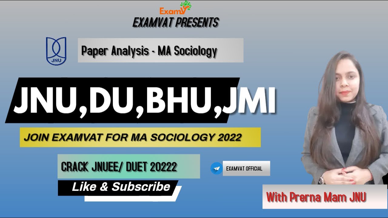 MA SOCIOLOGY # JNU,DU,BHU,JMI# ANALYSIS WITH EXPLANATIONS# CRACK JNUEE 2022#EXAMVAT