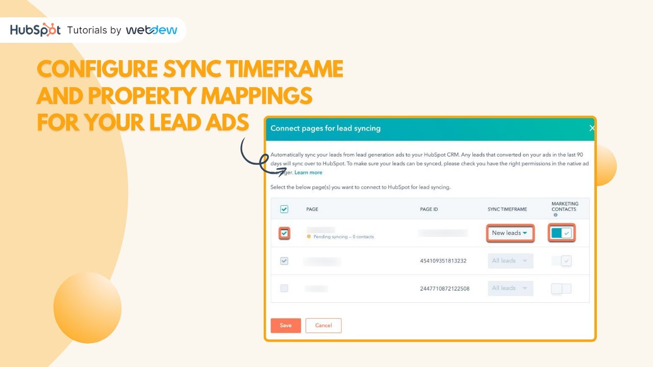 How to configure sync timeframe and property mappings for your lead ads in HubSpot