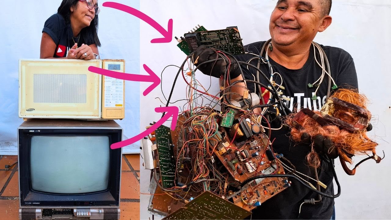 GARIMPANDO METAL FINO DE TV DE TUBO E FORNO MICRO-ONDAS
