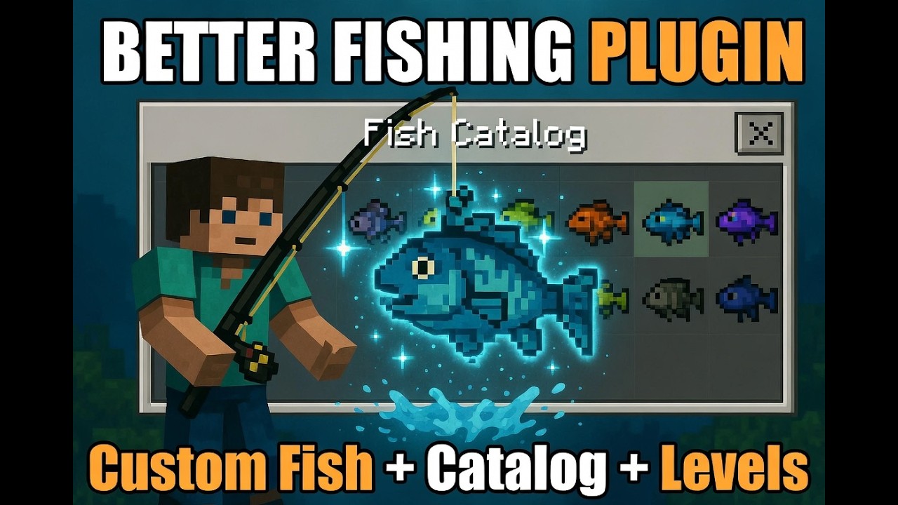 How to Install & Use Better Fishing Plugin in Minecraft (Custom Fish + Catalog!) 🎣