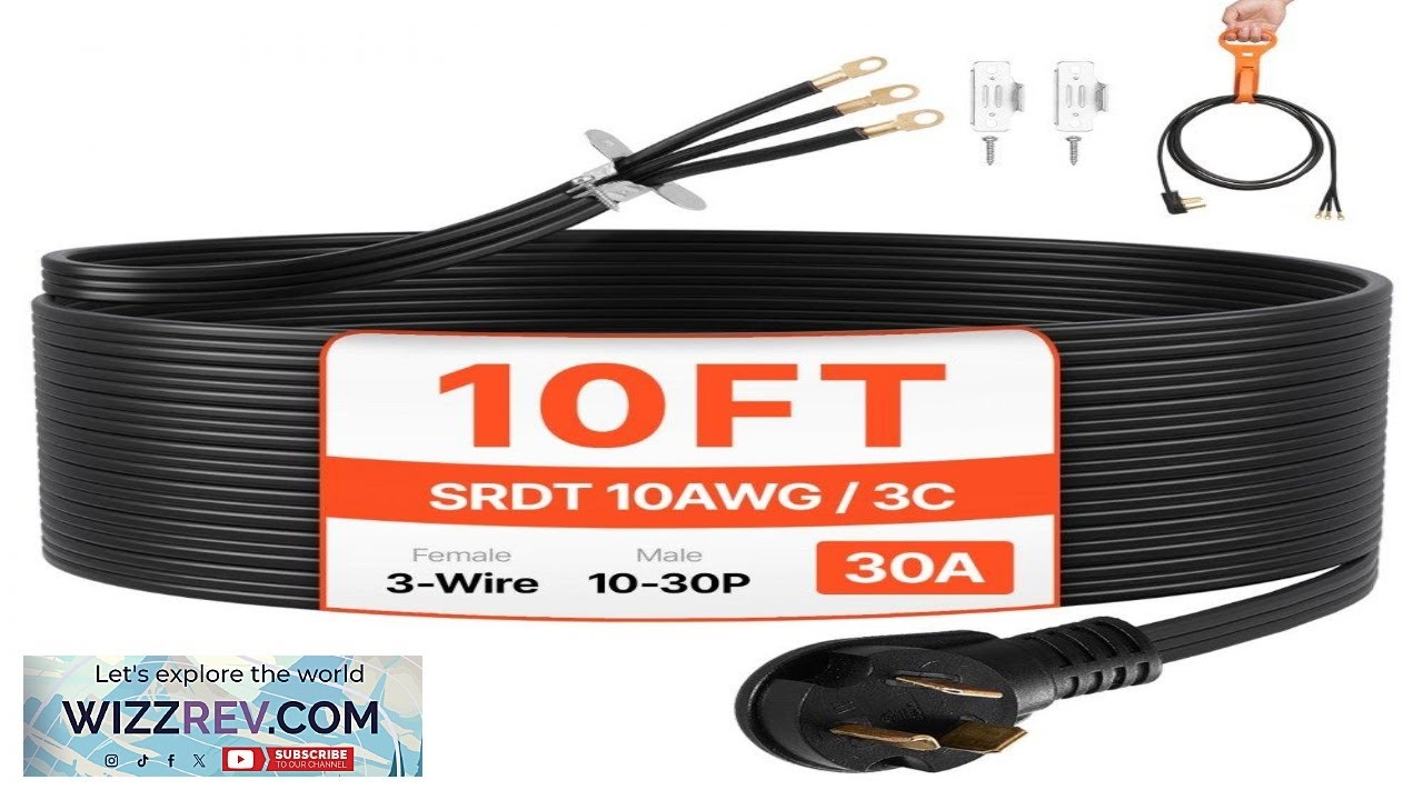 VEVOR 10 ft Dryer Power Cord 3 Prong NEMA 10 30P Appliance Dryer Cord