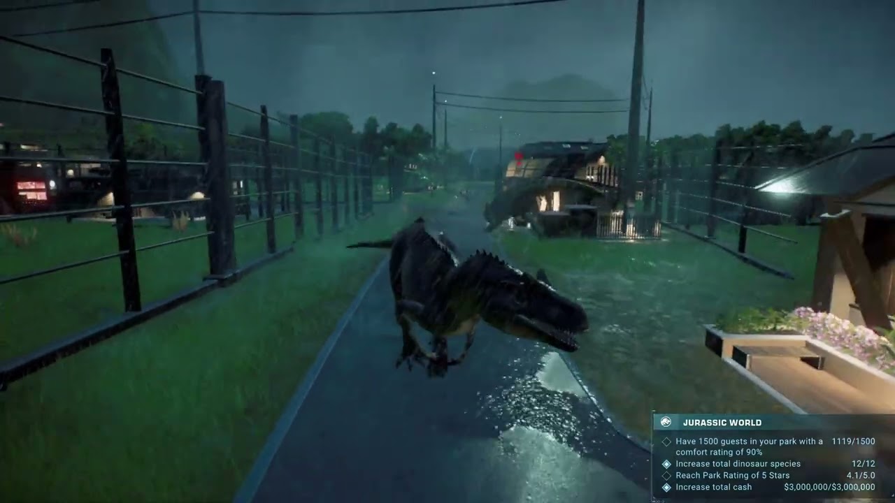 A Roar Then Allosaurus Escape in Storm | Jurassic World Evolution 2