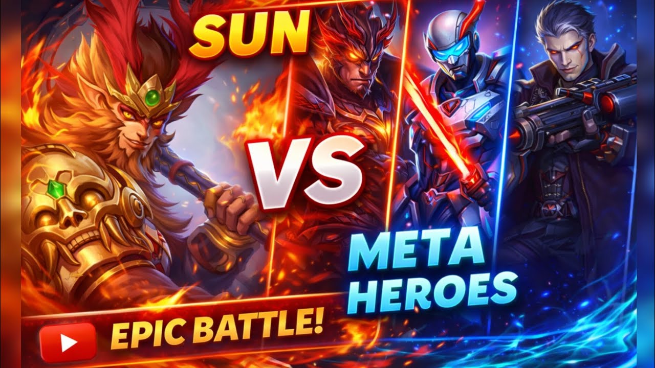 Sun Thunder belt vs meta Heros (100% broken)#mobilelegends #srgaming #mlbb #sunmlbb 