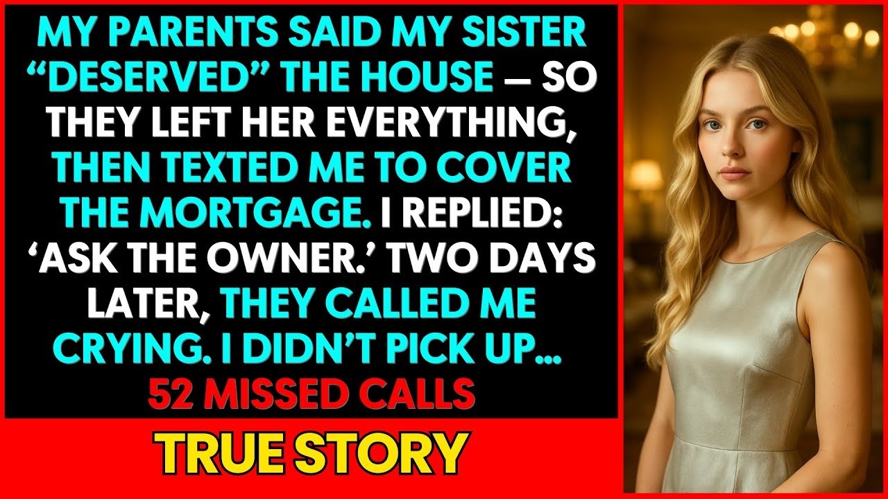 'Your sister deserves it,' my parents said and left her the property, so i stopped paying mortgag