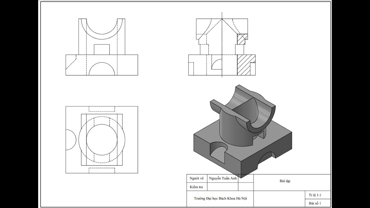 Bài 1: Đọc bản vẽ 2D Solidworks (trang 1)