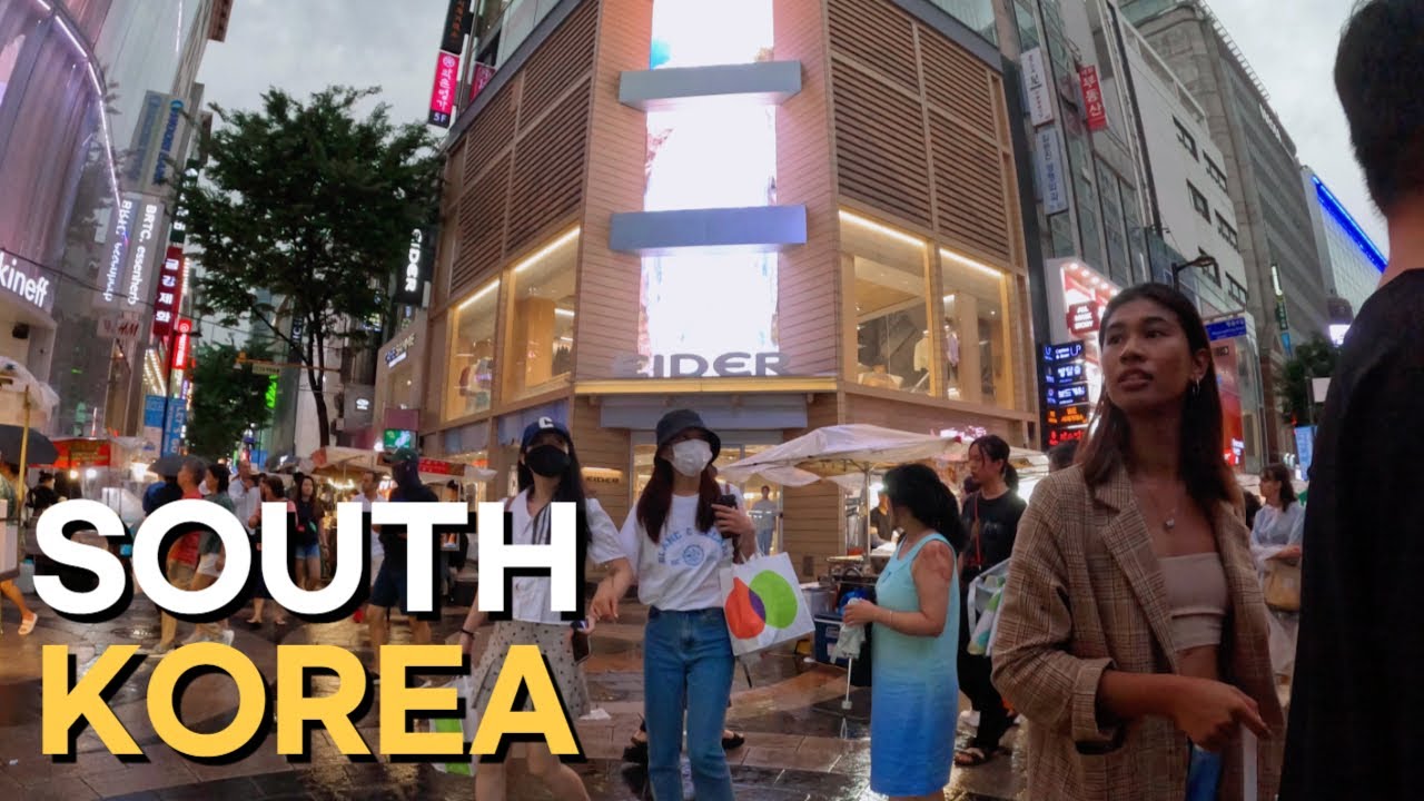 SEOUL Rainy Night Walk in Myeongdong // 4K HDR Space Audio