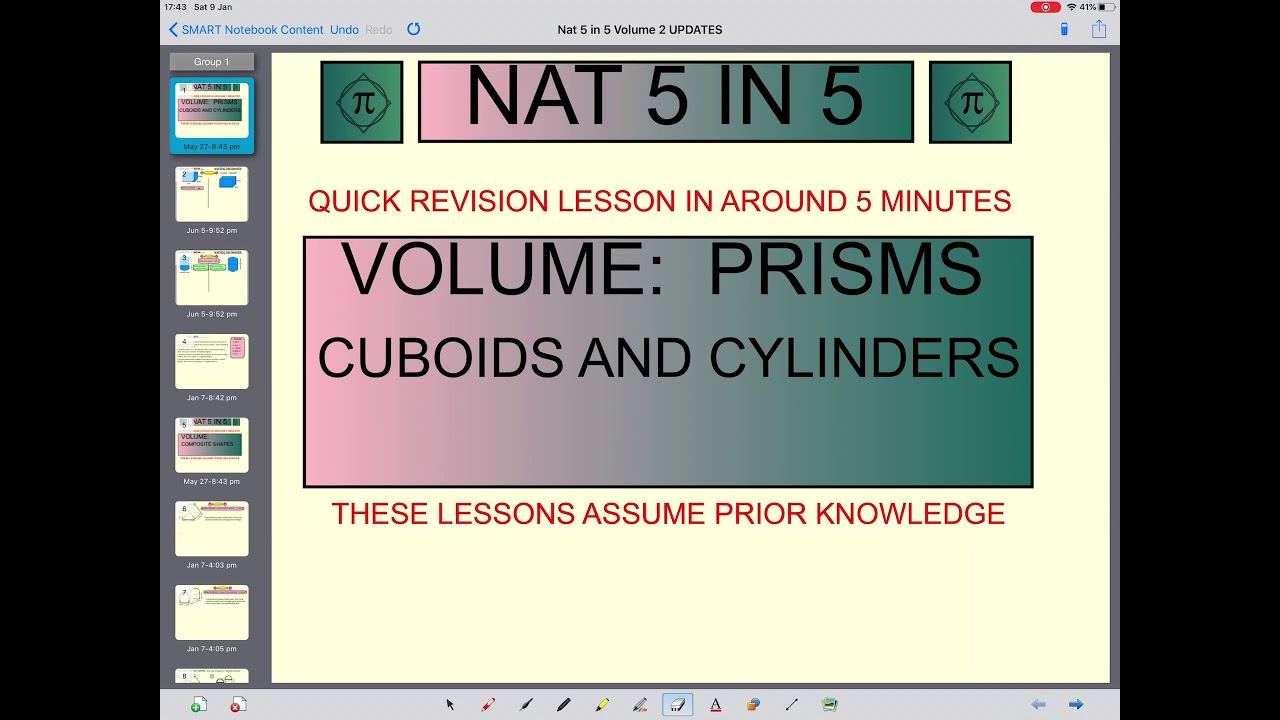 NAT 5 IN 5 VOLUME PRISMS CUBOIDS AND CYLINDERS