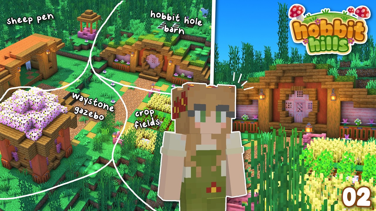 I Built a HOBBIT Themed Farm 🍄 | Hobbit Hills SMP