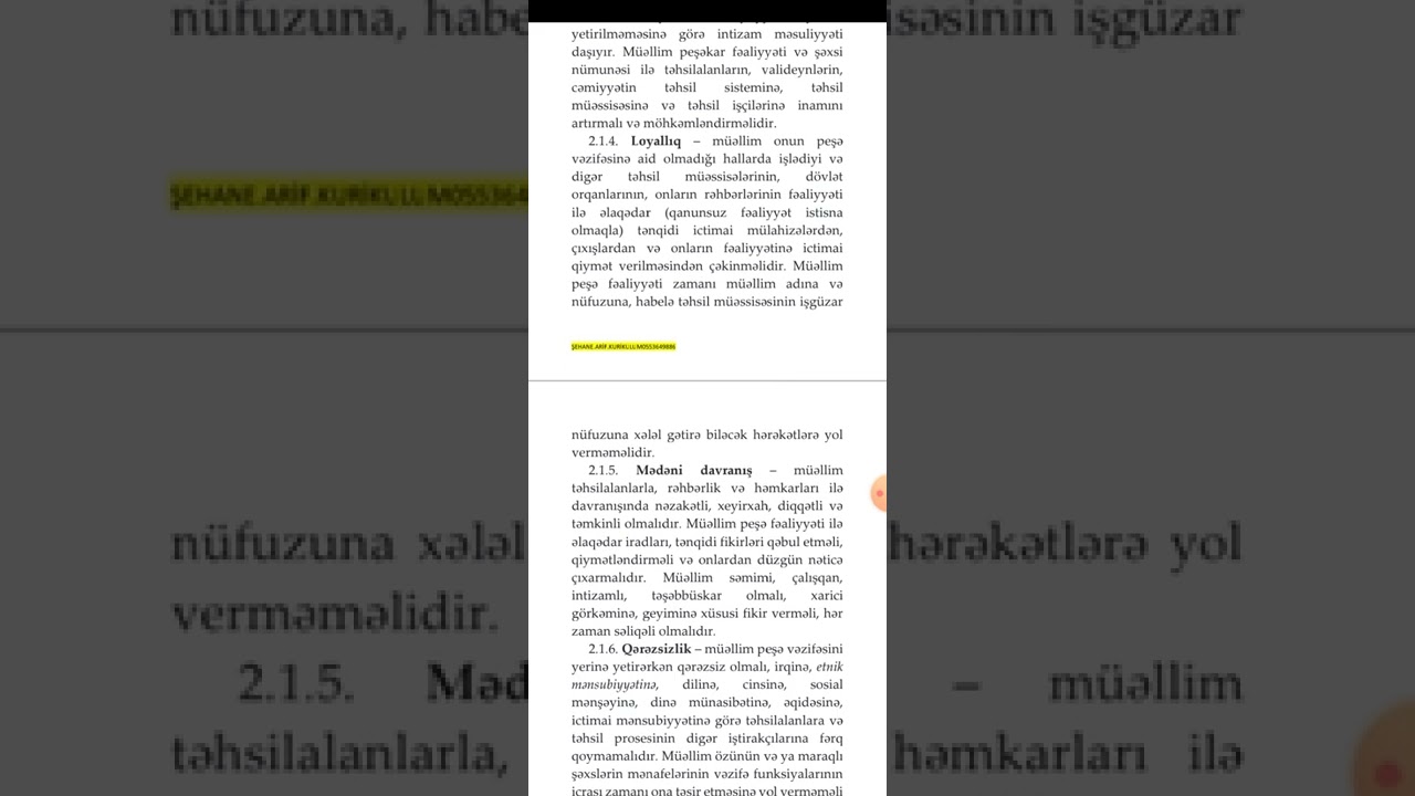 Muellimin #etik davraniş qaydalari