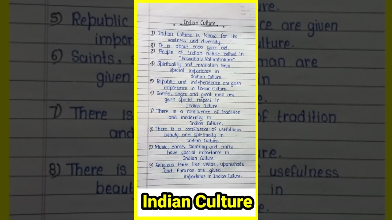 Indian Culture #10linesessay #essay #essayonindianculture