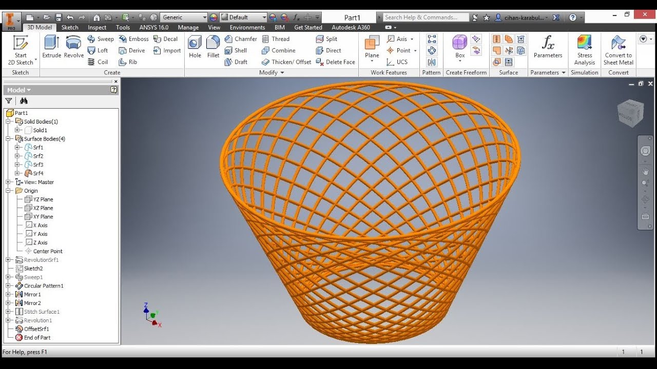 Autodesk Inventor Circular Profile Basket