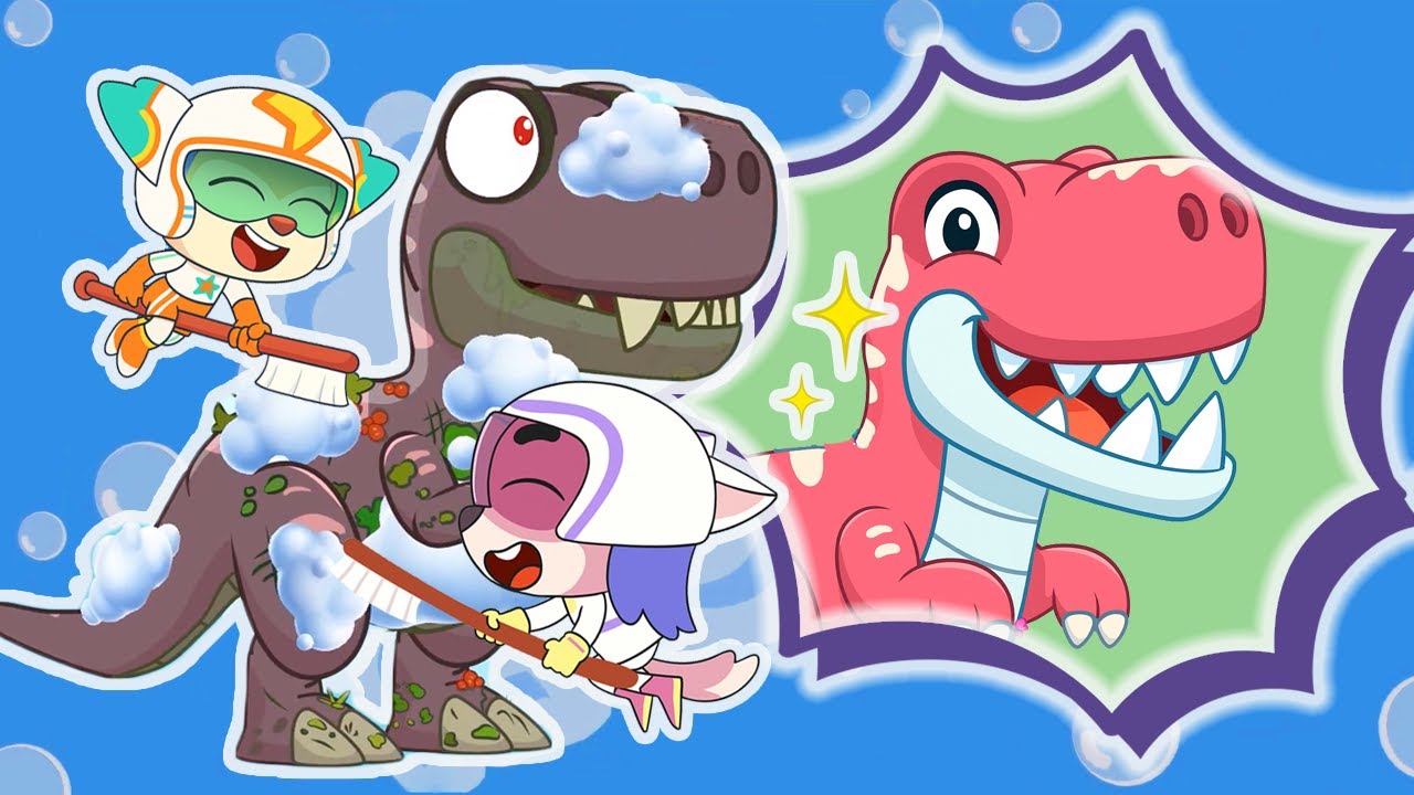 Tooth Brushing Song - The way T-Rex Brush Teeth To Clean | Nuton & Lola Good Habit