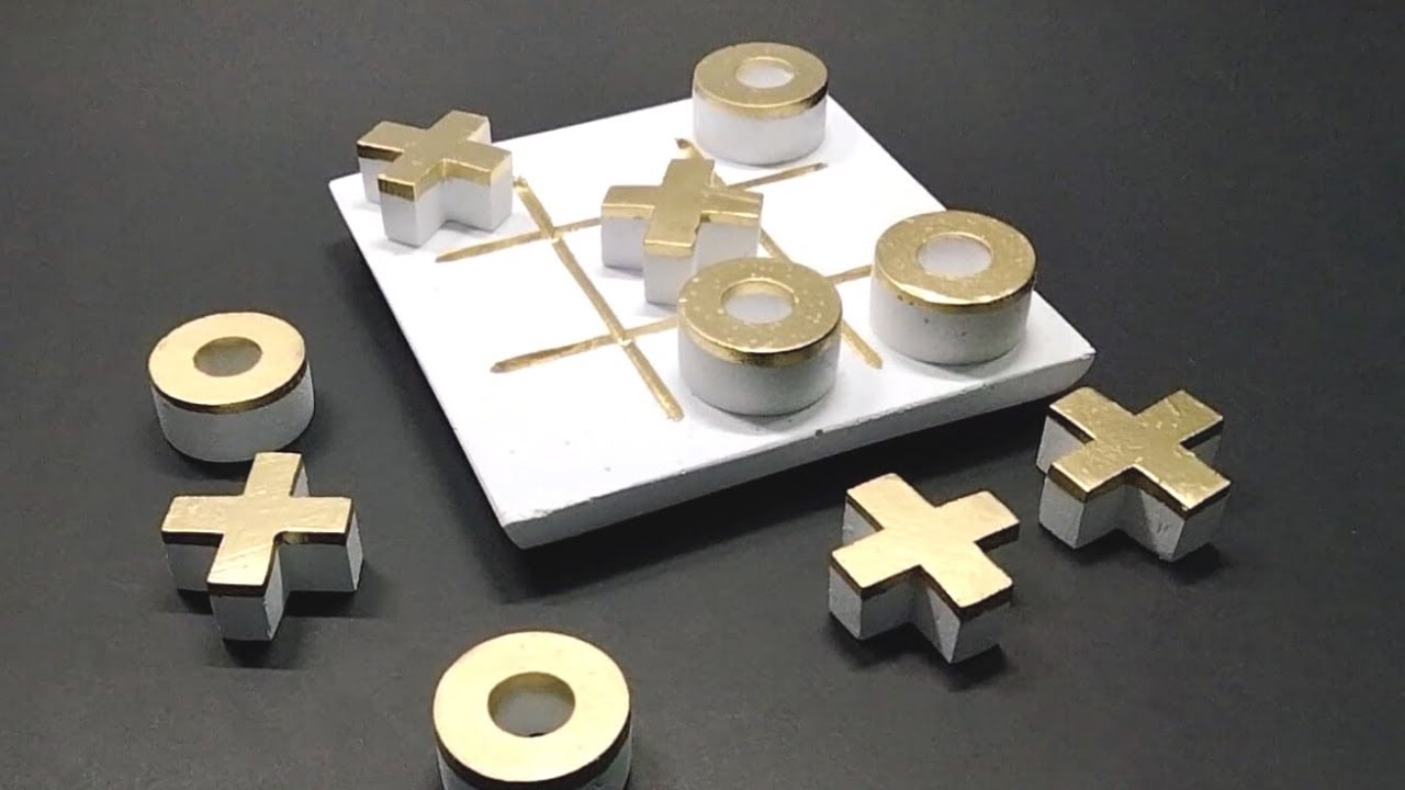 White cement home decor ideas. DIY home decor tic tac toe game