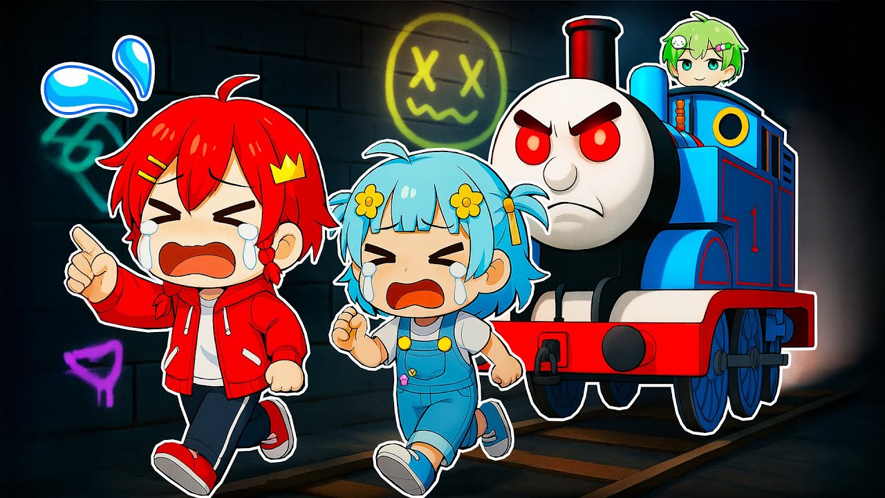 人喰い『きかんしゃトーマス』が追いかけてくるトンネルから生き残れ！超怖い都市伝説のホラートーマスから逃げるロブロックス😱🚂💨