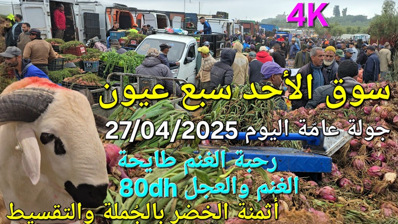 أثمنة الغنم والدجاج واللحوم والخضر سوق سبع عيون اليوم الأحد 27/04/2025