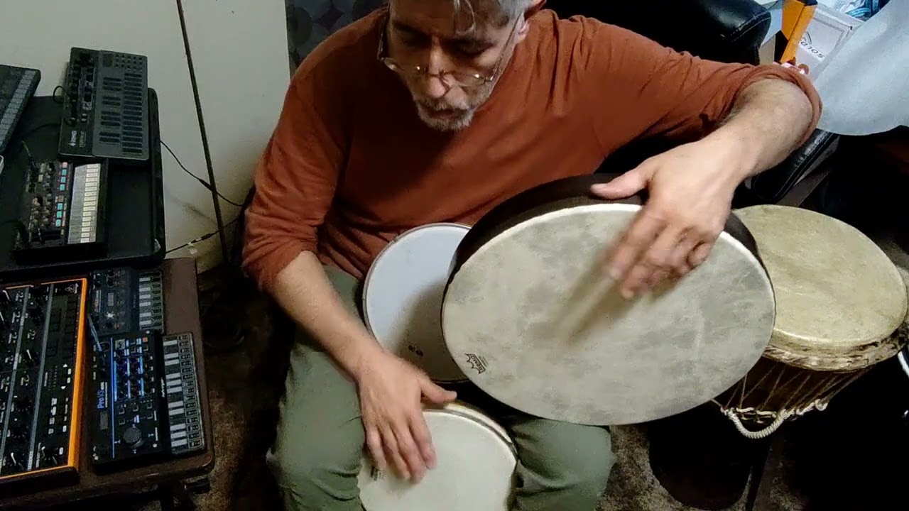 Performance On A Trio Of Frame Drums