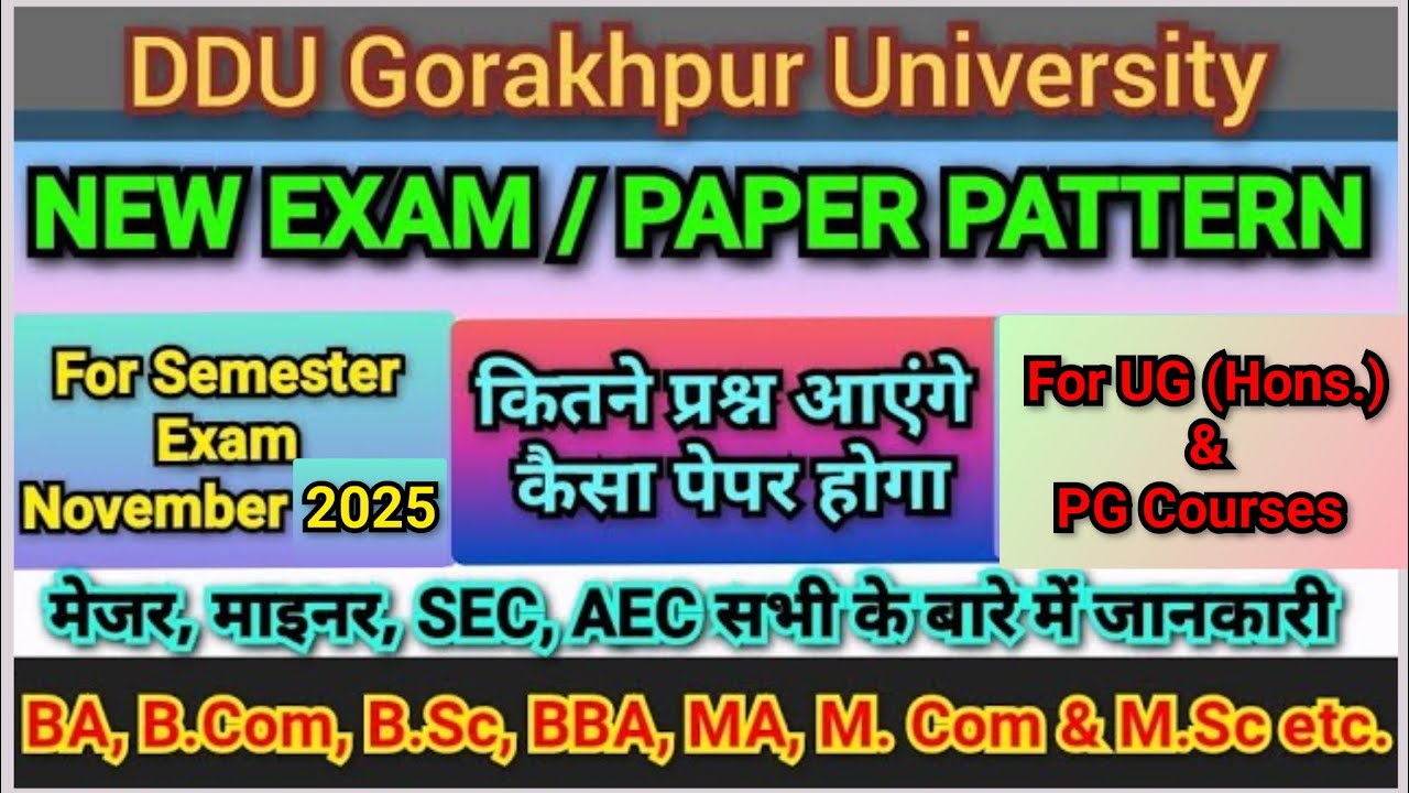 DDU New Exam/Paper Pattern for Nov-Dec. 2025 Semester Exams | UG (Hons) and PG Students | 