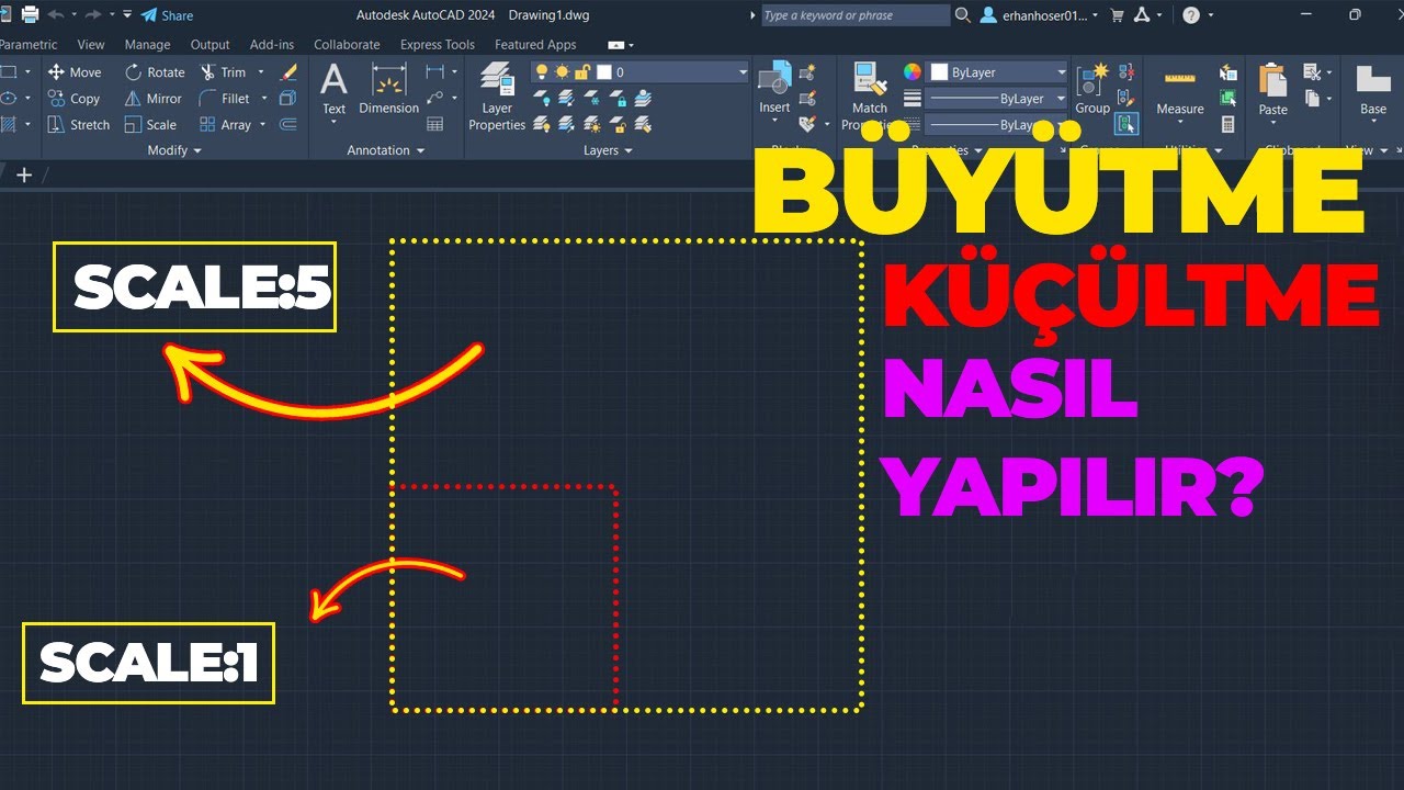 AutoCAD Dersleri -Scale Komutu (Ölçeklendirme Komutu) | AutoCAD 2024