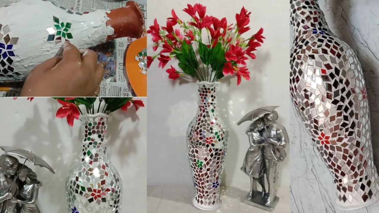 How to make beautiful mirror pot || सुन्दर पाॅट बनाए मिरर  से || Easy DIY Mosaic pot