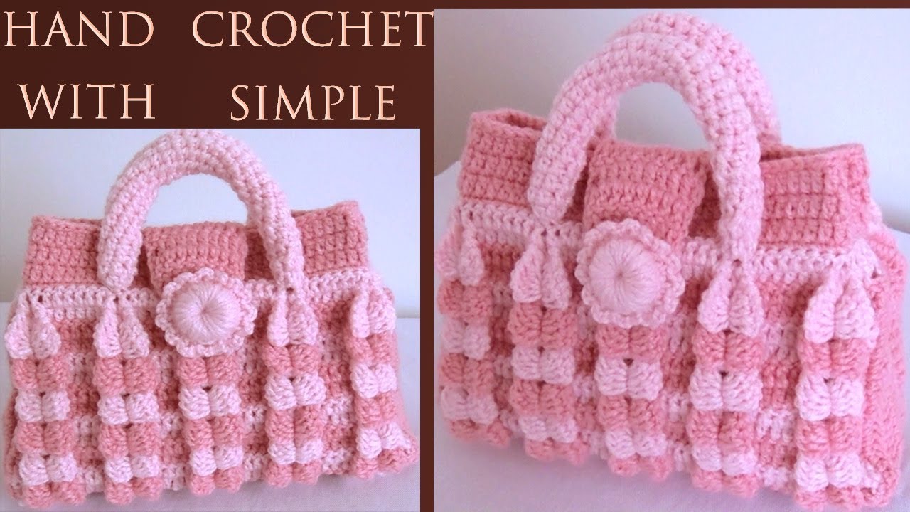 Bolso a crochet punto trenzas gruesas verticales en 3D tejido paso a paso tallermanualperu