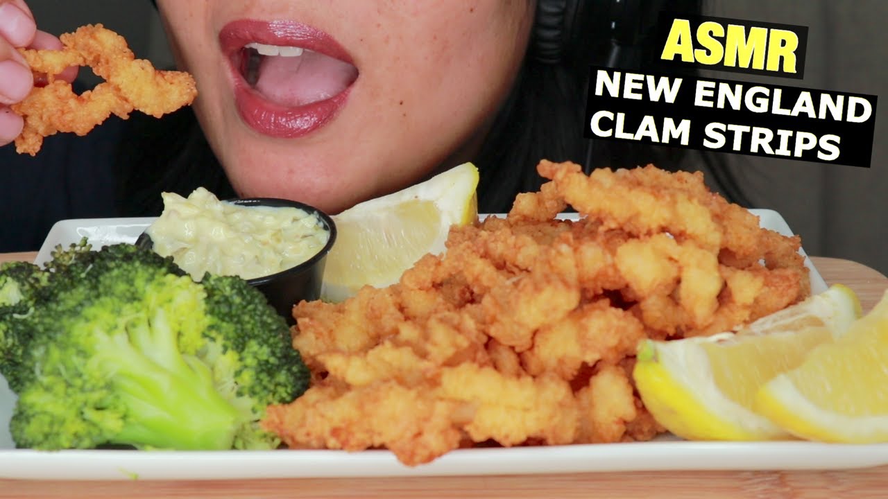 ASMR NEW ENGLAND FRIED CLAM STRIPS - CRUNCHY CHEWY EATING SOUNDS - NO TALKING