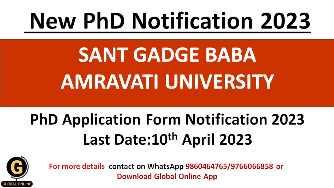 Sant Gadge Baba Amravati University PhD Application Form Notification 2023|PhD Entrance Test 2023|