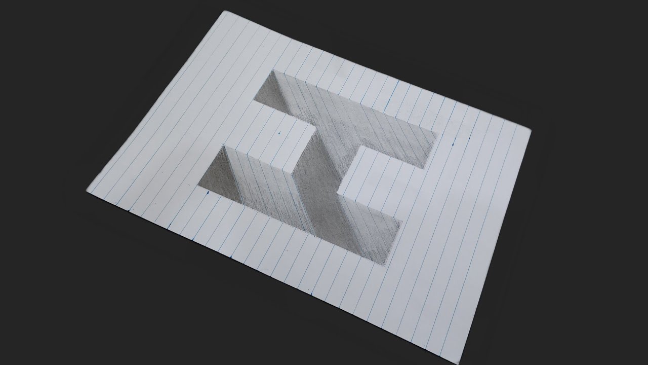 Drawing H Hole line paper 3D letter #3dpainting #easydrawing