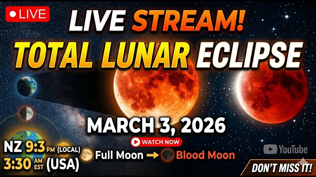 LIVE Total Lunar Eclipse (Blood Moon) March 3, 2026