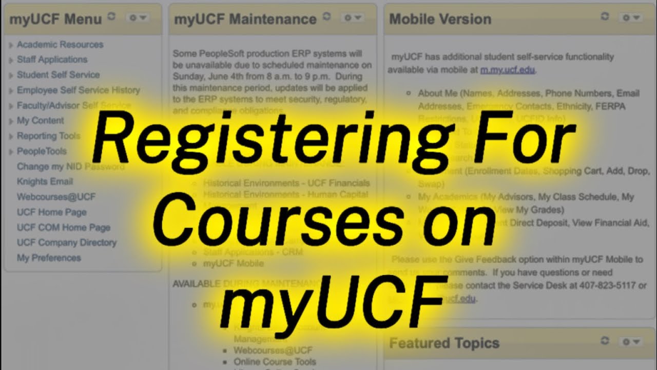 How To Register for Courses at UCF