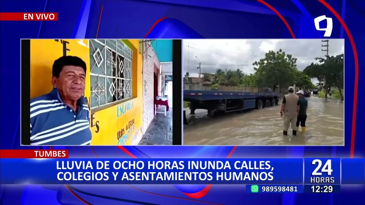 Lluvia de ocho horas inunda calles y viviendas en la ciudad de Tumbes
