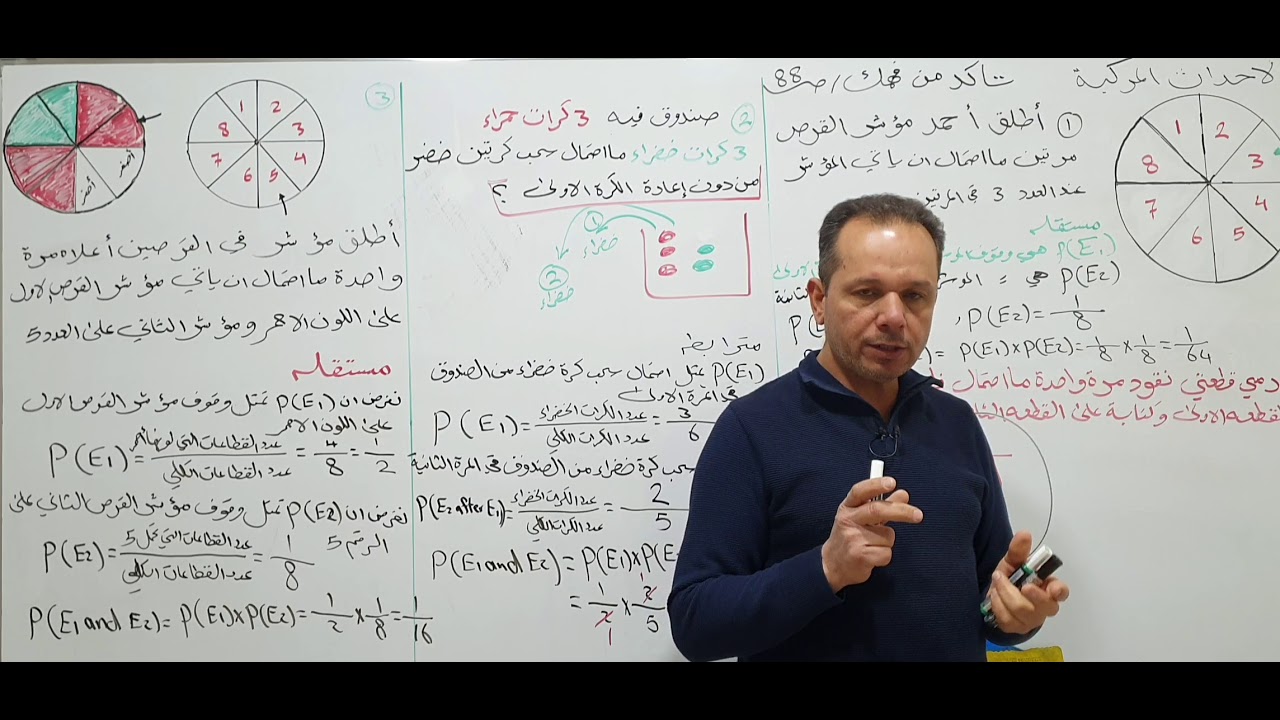 تأكد من فهمك وتدرب وحل تمرينات ص٨٨ الخاصة بالأحداث المركبة الفصل السادس رياضيات الثالث متوسط
