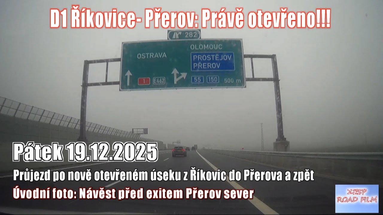 25.12.19 Dálnice D1 Říkovice - Přerov: Průjezd novým úsekem tam i zpět