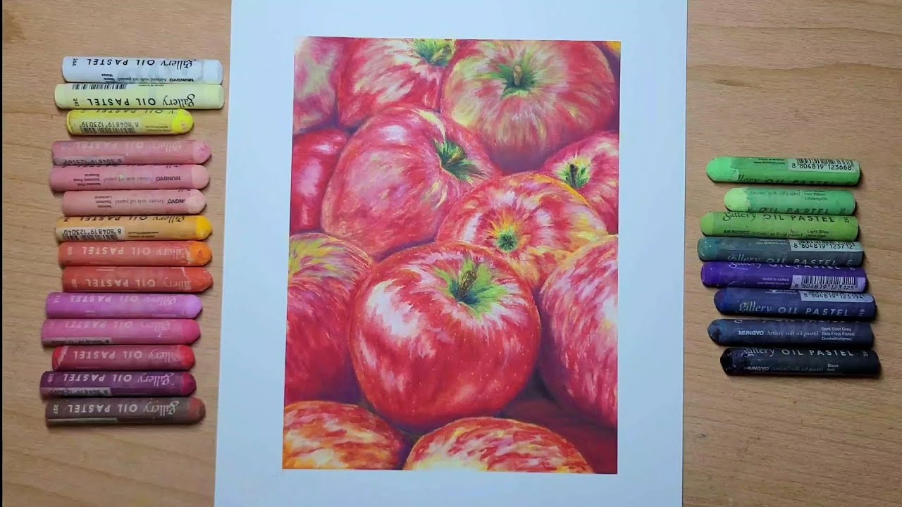 빨간 사과 오일파스텔 그림 🍎 
