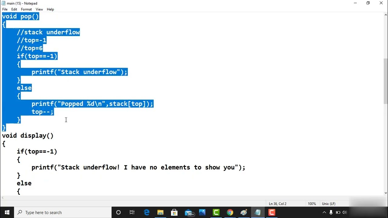18  Reversing a string using stack   C Code