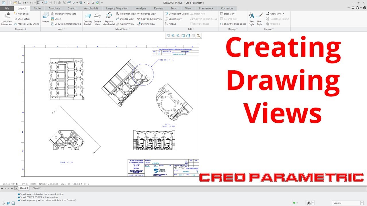 Creo Parametric — как создавать новые виды чертежей