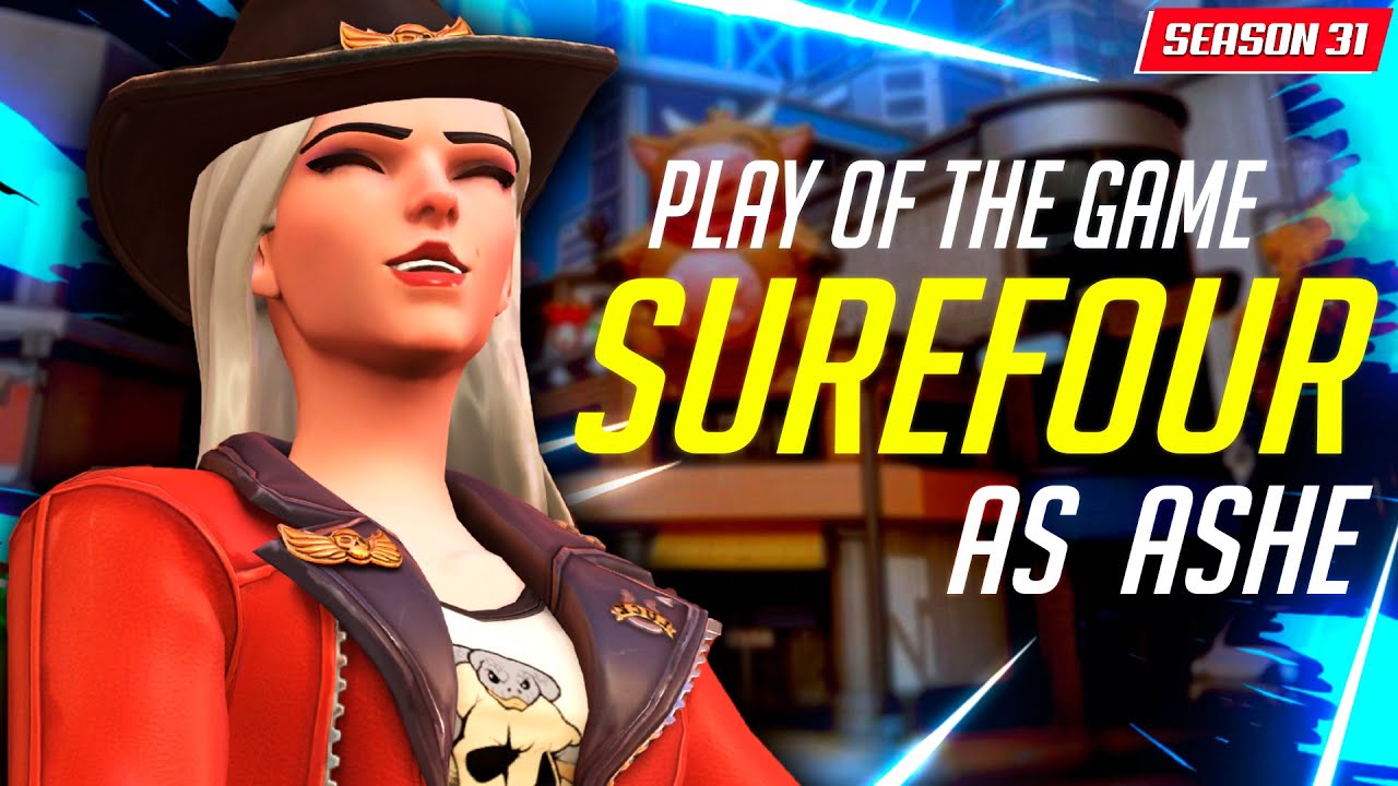 Surefour Hitscan Main - Ashe gameplay! POTG! [ Overwatch Season 31 Top 500 ]