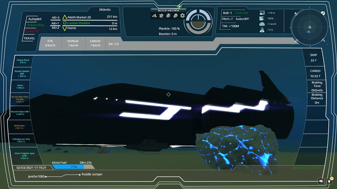Dual Universe - Puddle Jumper HUD Showcase