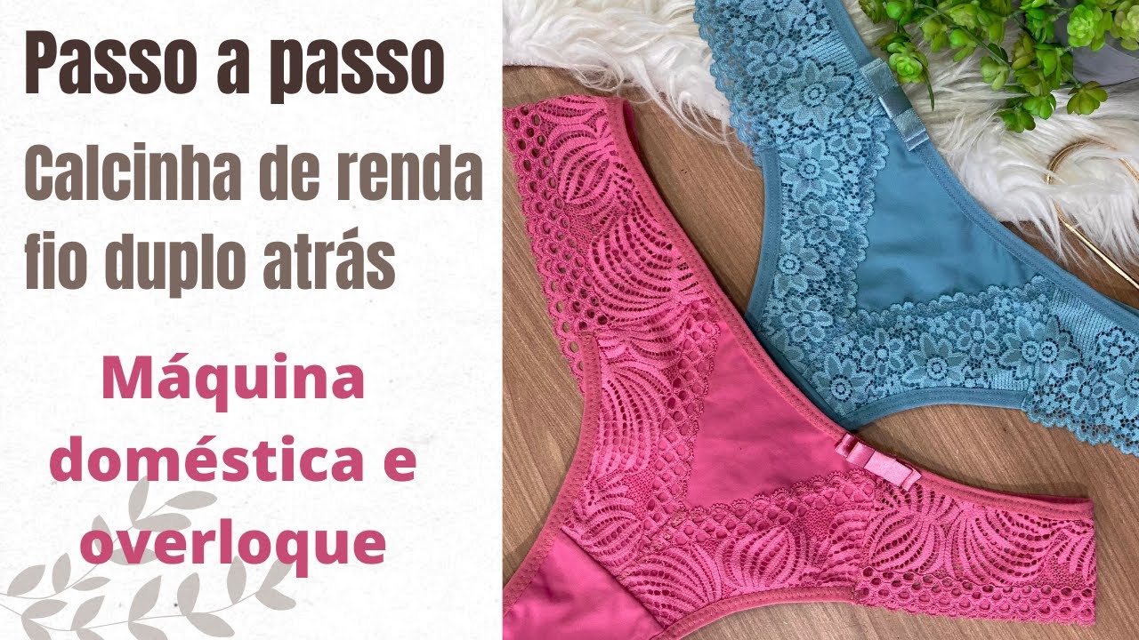 Calcinha de renda fio duplo Cor sandia