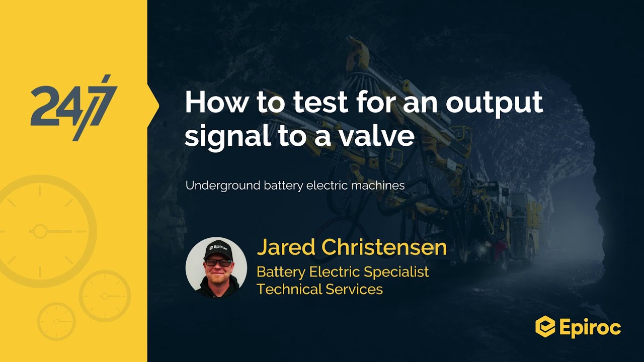 How to test for an output signal to a valve | All Epiroc underground battery-electric machines